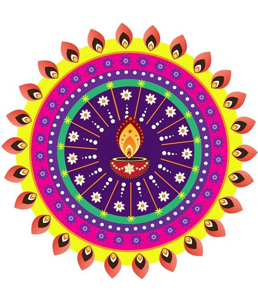 Decor Villa Rangoli Vinyl Multicolour Wall Sticker - Pack of 1