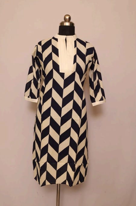 Cotton Collar Kurti With Sleeves