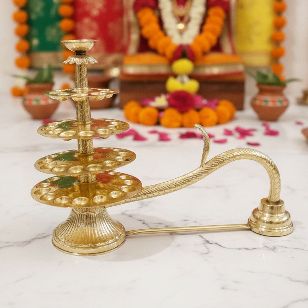 Brass Ganga Aarti Decorative Set for Pooja & Home Decor, Height : 19 Inch (FMAS721 I)