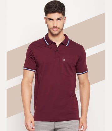 UNIBERRY Pack of 1 Cotton Blend Regular Fit Solid Half Sleeves Men's Polo T Shirt ( Maroon )