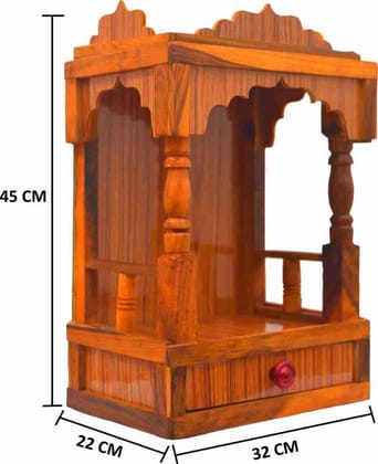 RKG CLASSIC HANDMADE WOODEN TEMPLE/ HOME TEMPLE/PUJA MANDIR/WALL HANGING AND TABLE TOP ENGINEERED WOOD HOME TEMPLE  (HEIGHT: 45, PRE-ASSEMBLED)
