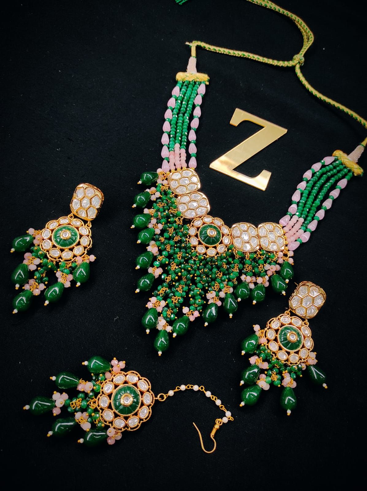 ZEVAR | Premium Quality Monalisa Beads & Kundan Studded Long Necklace Set
