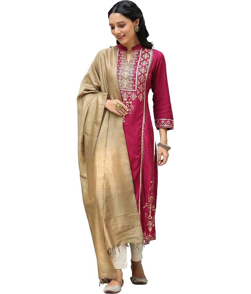 Juniper - Teal Rayon Women's Straight Kurti ( Pack of 1 )