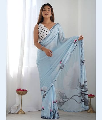 BLEESBURY Georgette Embroidered Regular Saree With Unstitched Blouse Piece ( Multicolor 3 )