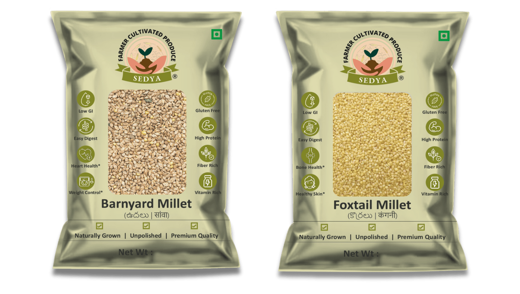 Sedya Two Millet Combo Barnyard & Foxtail Millet 2x500g