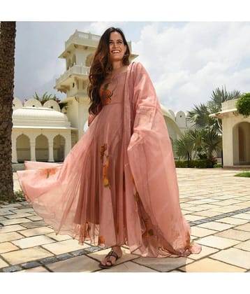 kedar fab Beige Anarkali Georgette Women's Stitched Ethnic Gown ( Pack of 1 )