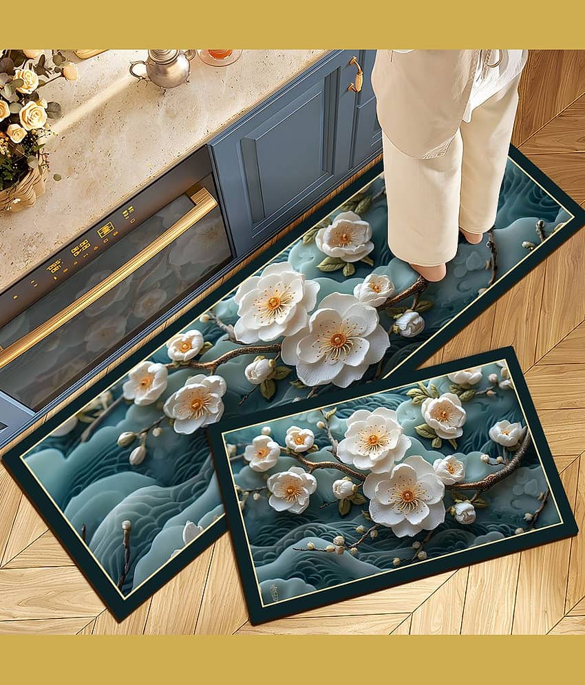 mahek accessories Set of 2 Anti-skid Rubber Door Mat ( 40 X 60 cm ) Assorted