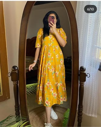 Beautiful summer special yellow cotton kurti-M