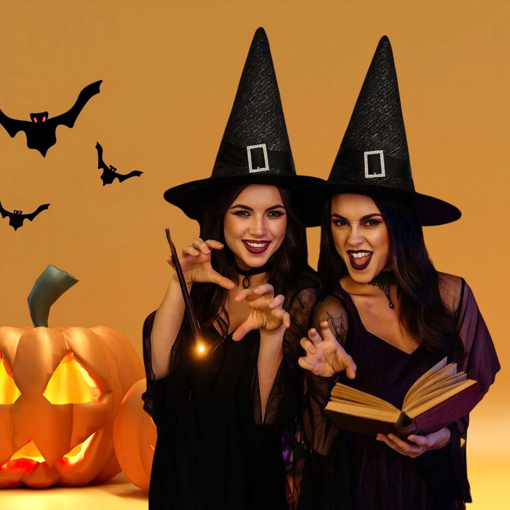 Black Fancy Witch Hat with Glitter For Halloween - 1PC - Party and Festive Needs | Buy online on ZillyBuy