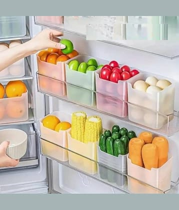 NCMART Side Fridge Storage Polyproplene Transparent Food Container ( Set of 8 )