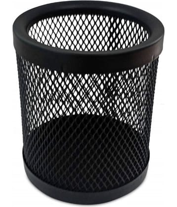 JELLIFY 1 Compartments Metal Single Round Mesh Metal Pen Pencil Holder Table Desk Organizer for Office,Home  (Black)