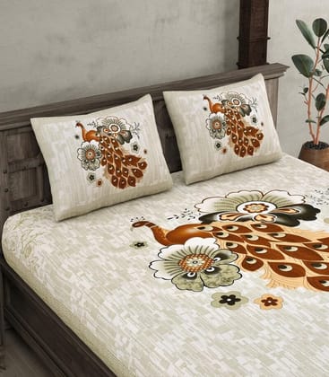 Rajasthani Bliss -Pure Cotton Peacock Printed Bedsheet