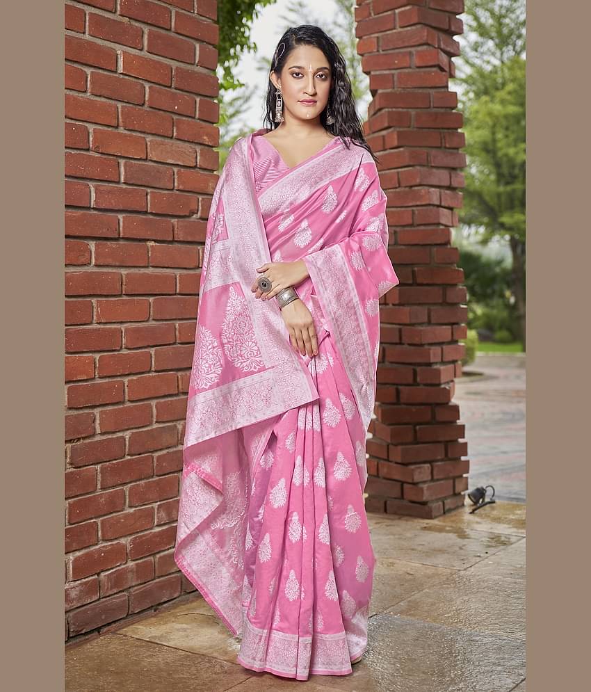 Sariya Jacquard Woven Saree With Unstitched Blouse Piece ( Rama )