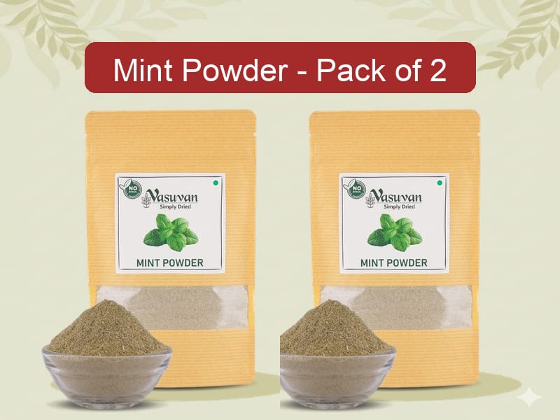Vasuvan Mint Powder (Pack of 2 - 200g Each) | Refreshing Pudina Powder Twin Pack