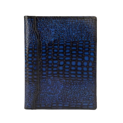 Smokey Blue Croco Leather Bi-Fold File/Document Folder Multi Pockets by Brune & Bareskin-FS