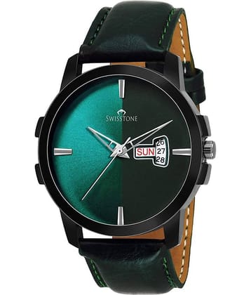 Swisstone BK385 GRN Leather Analog
