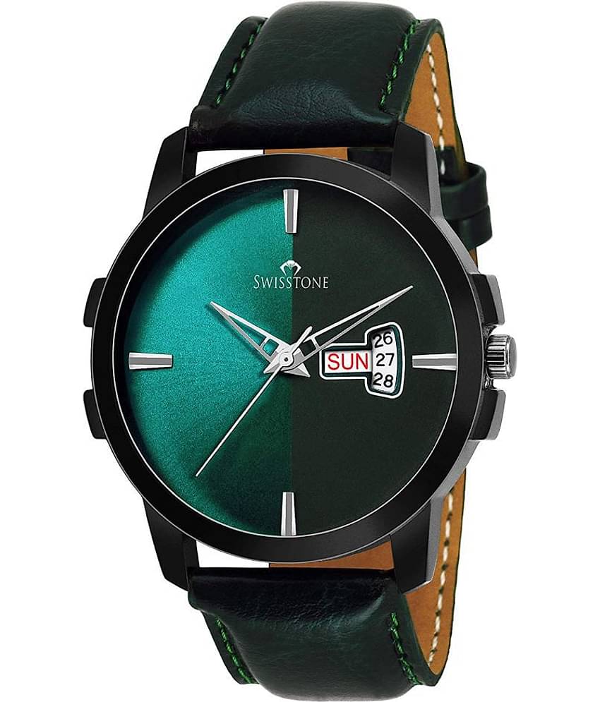Swisstone BK385 GRN Leather Analog