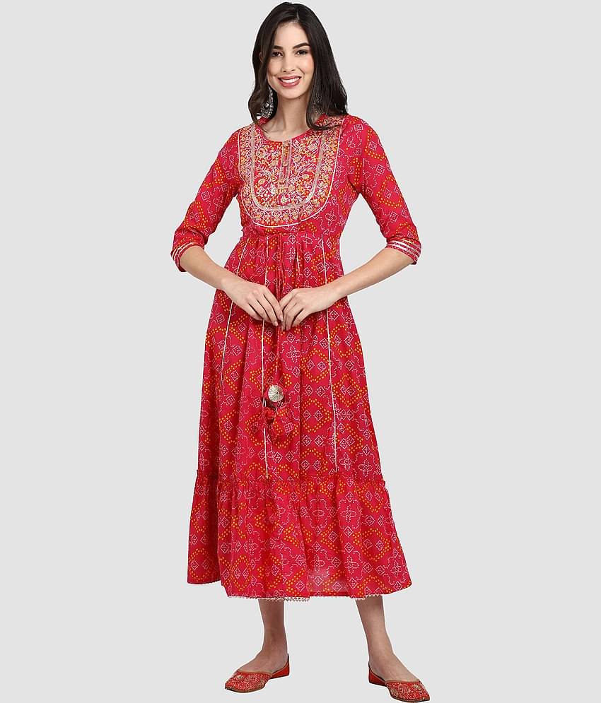 Rajnandini - Pink 100% Cotton Women's Anarkali Kurti ( Pack of 1 )