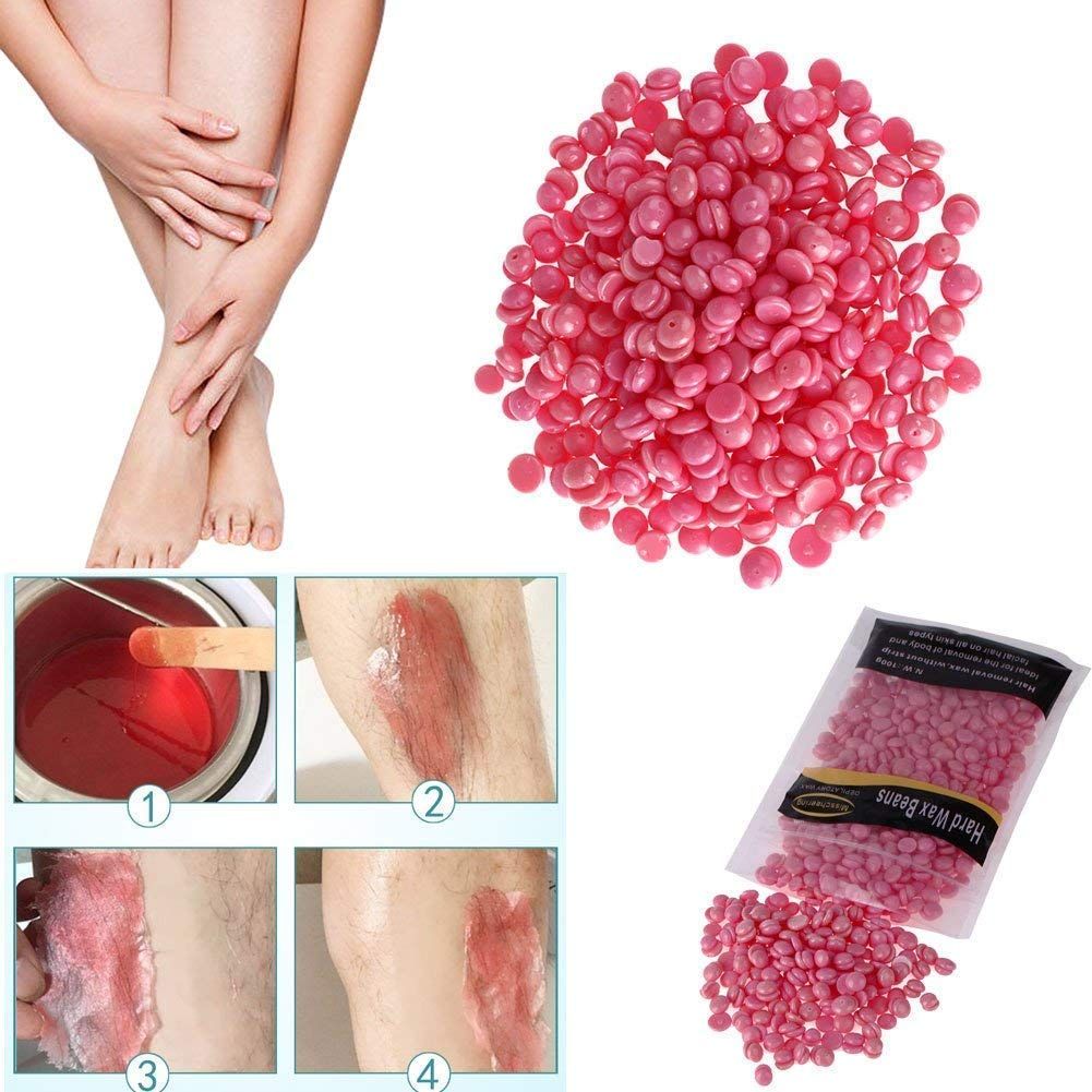 Elecsera Hard Body WaxBeans Bag Removal Cream Wax Beans Depilatory Body Hair Epilation Removal (Pink, 100G)
