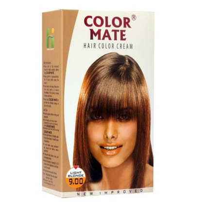 Color Mate Hair Color Cream (60ml) | Light Blonde 9.0 | Permanent Hair Coloring