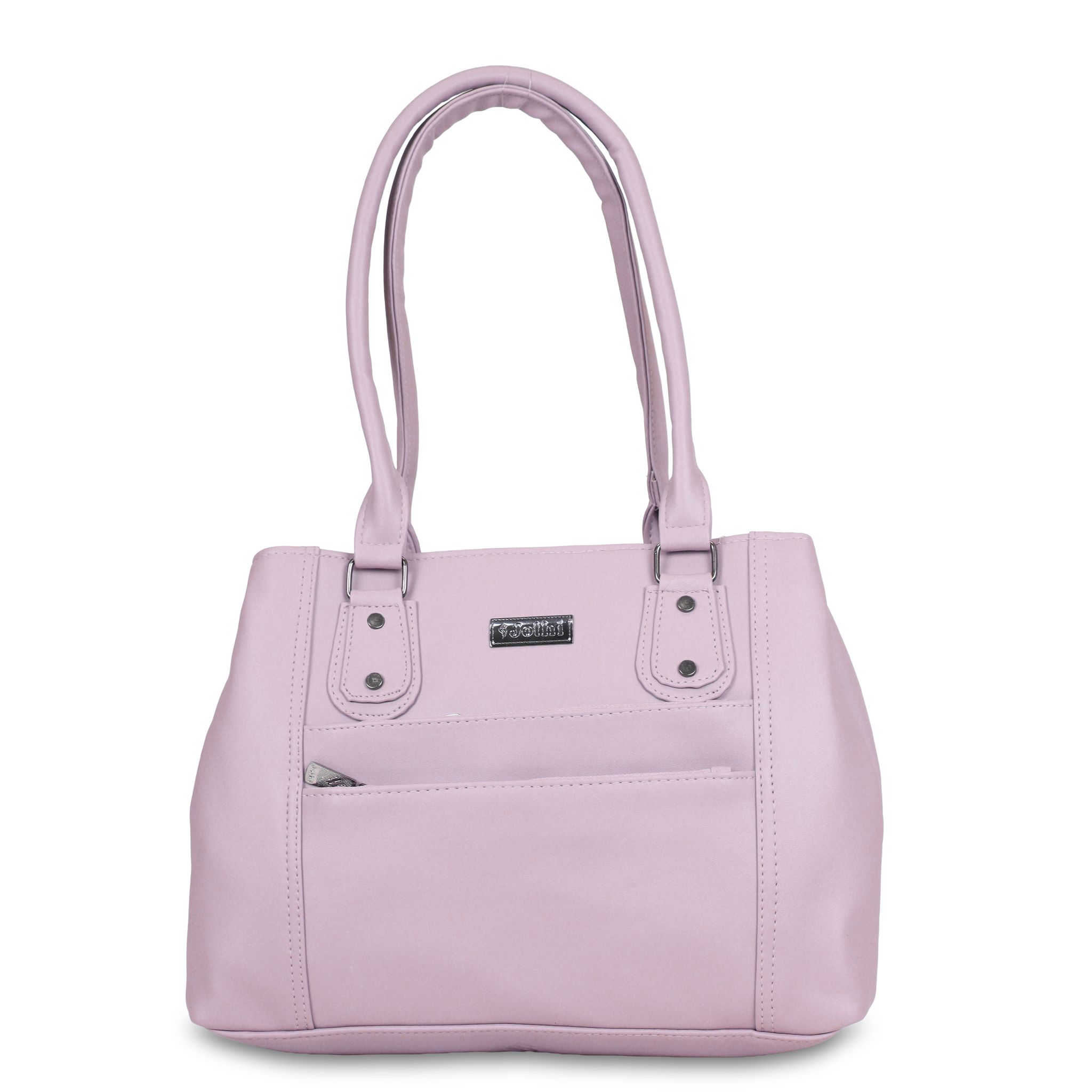 Jothi Duvera Premium Womens Handbag | 3-Compartment Synthetic Leather Tote | Tumbled Matte Finish | Water-Resistant | Soft Base | Light Pink