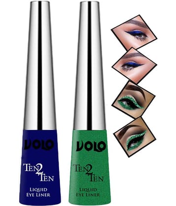 VOLO Waterproof Long Lasting Blue Liquid Eyeliner Green Pack of 2 8 mL