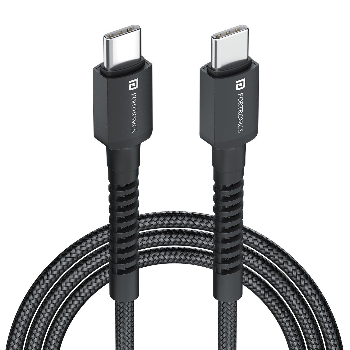 Portronics Konnect X 60W Type C To Type C Fast Charging Cable (1 Meter) - Black