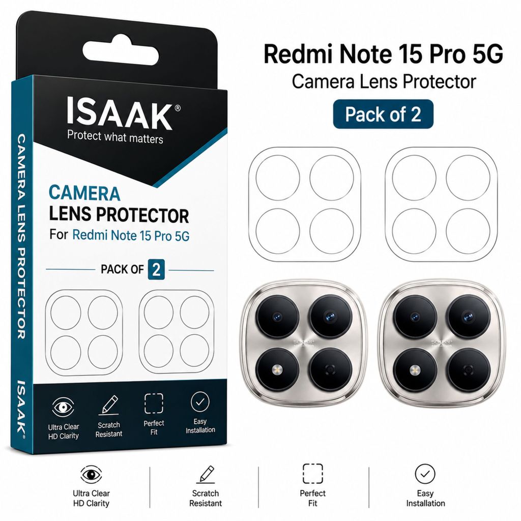 ISAAK Back Camera Lens Protector compatible for Redmi Note 15 Pro 5G (Pack of 2)