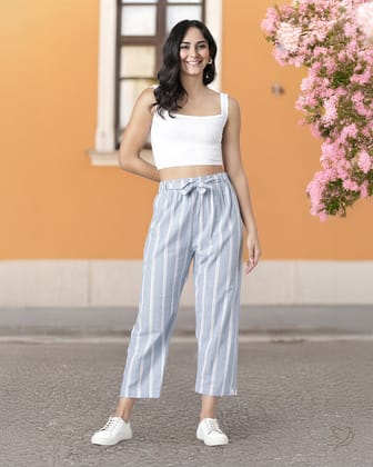 Knotted Striped Palazzo - Moon Shadow-S / Moon Shadow