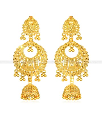 Vighnaharta - Golden Chandelier Earrings ( Pack of 1 )
