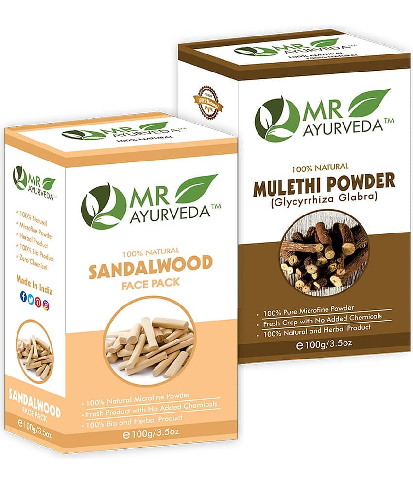 MR Ayurveda Natural Sandalwood Powder & Mulethi Powder Face Pack Masks 200 gm Pack of 2