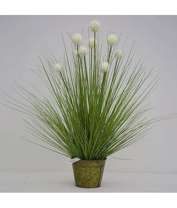 Garden Art - Green Wild Artificial Flowers With Pot ( Pack of 1 )