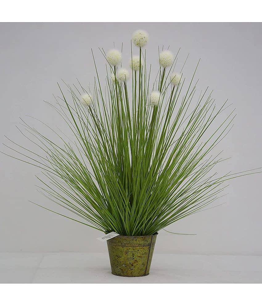 Garden Art - Green Wild Artificial Flowers With Pot ( Pack of 1 )