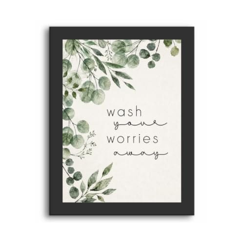 SNAPPYSOUL Wash Your Worries Away Photo Frame 11x14 Inch | Bathroom Wall Decor | Inspirational Quote Wall Art |