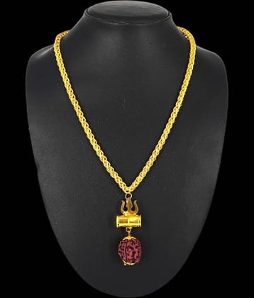 Charms Gold Religious Pendant With Chain ( Pack of 1 )