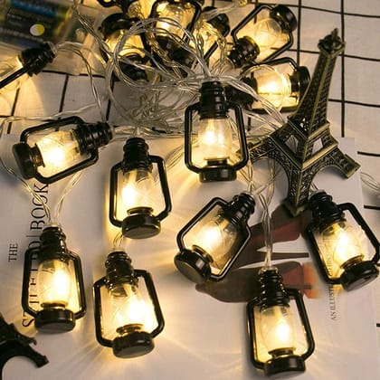 Black Lantern Led String Fairy Light 14 Led 3 Meter Night Light For Home Decor, Cute Night Lights For Decoration (Warm White, Plug-In) - Plastic
