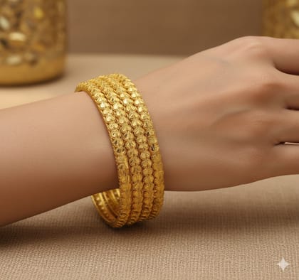 KD Enterprises Gold Plated Brass Designer Bangles for Women Contemporary Style Bangle Set of 4 KD Enterprises Gold Plated Brass Designer Bangles for Women Contemporary Style Bangle Set of 4