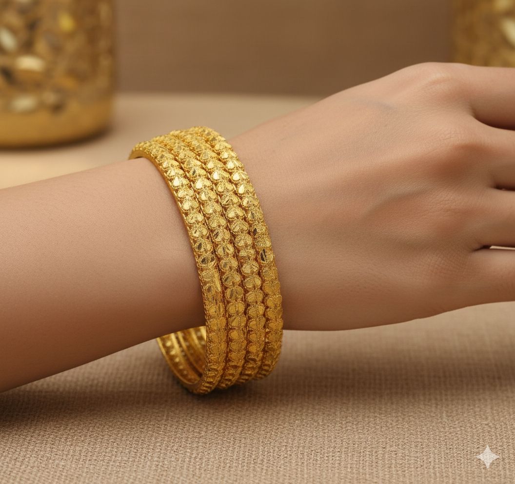 KD Enterprises Gold Plated Brass Designer Bangles for Women Contemporary Style Bangle Set of 4