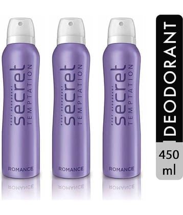 secret temptation Romance Deodorant for Women, Pack of 3 (150ml each)