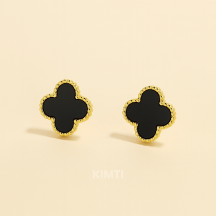 Four Leaf Clover Black Anti Tarnish Earring