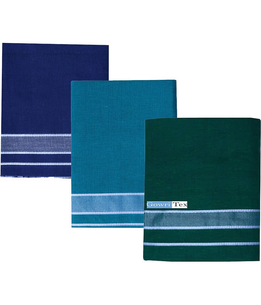 GOWRI TEX Cotton Blend Men's Dhoti Multicolor ( Pack of 3 )