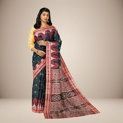 Elaborated Temple Border Khandua silk saree