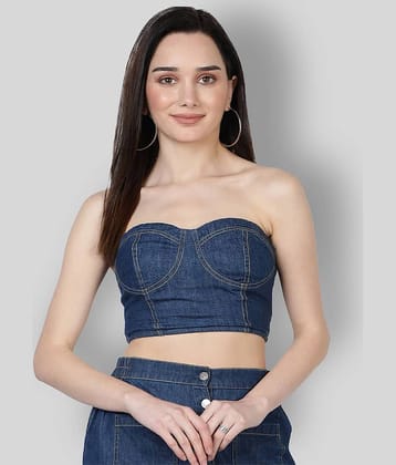 NUEVOSDAMAS Women's Denim Crop Top ( Blue )
