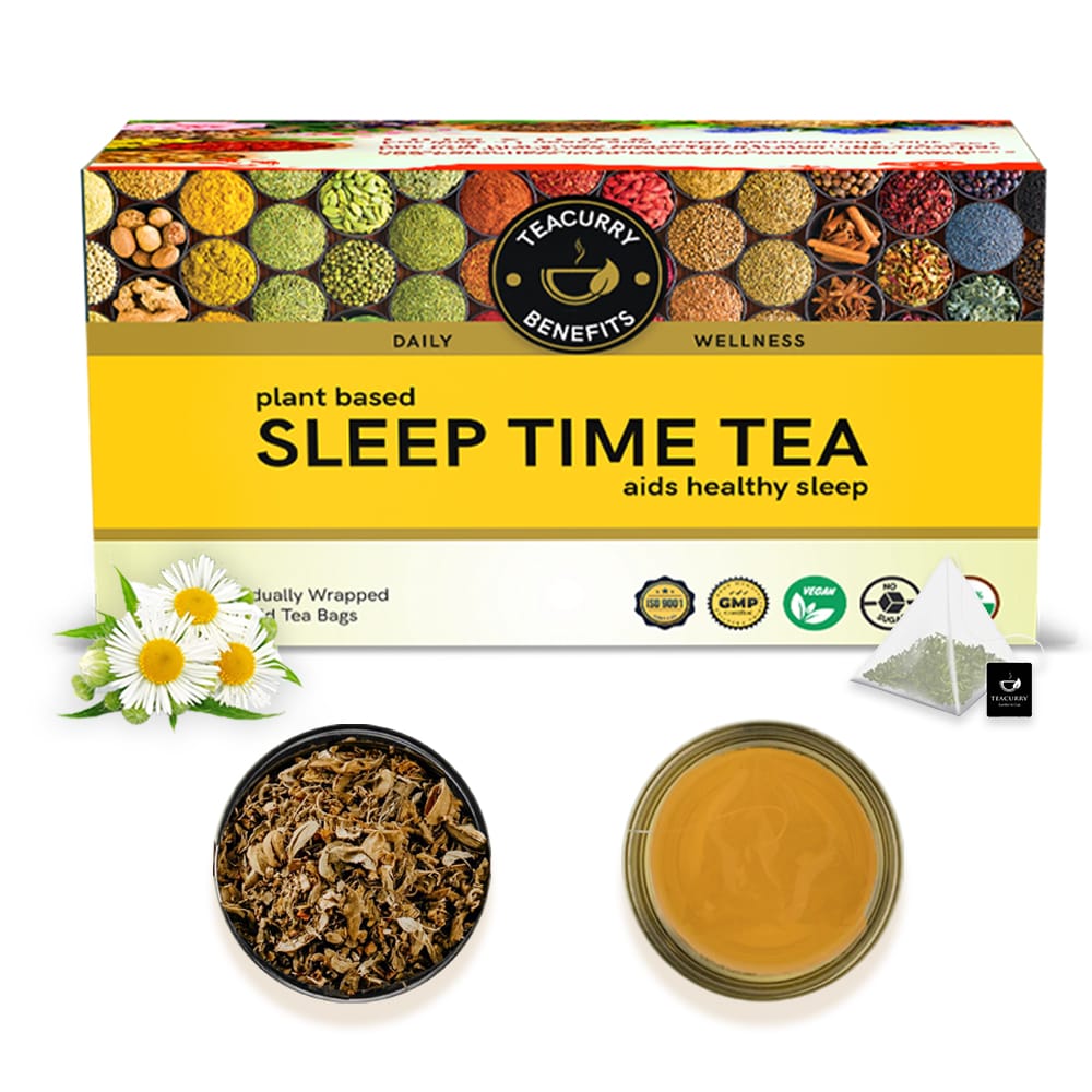 TEACURRY Sleep Tea (1 Month Pack | 30 Tea Bags) - Helps with Insomnia, Snoring and Stress - Sleep Time Tea