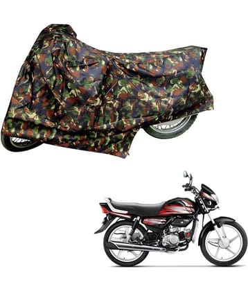 AutoRetail Dust Proof Two Wheeler Polyster Cover for Hero HF Deluxe (Mirror Pocket, Jungle Color)