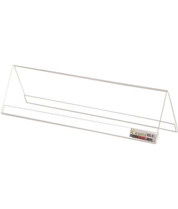 Rasper Acrylic Name Plate V Shape Double Sided Table Top Sign Holder Table & Desk Name Plate Display Stand for Office Table (12x2.5 Inches)
