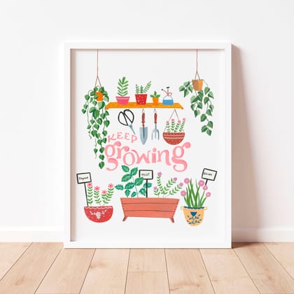 Keep Growing Wall Art-8x10 inches / White Frame