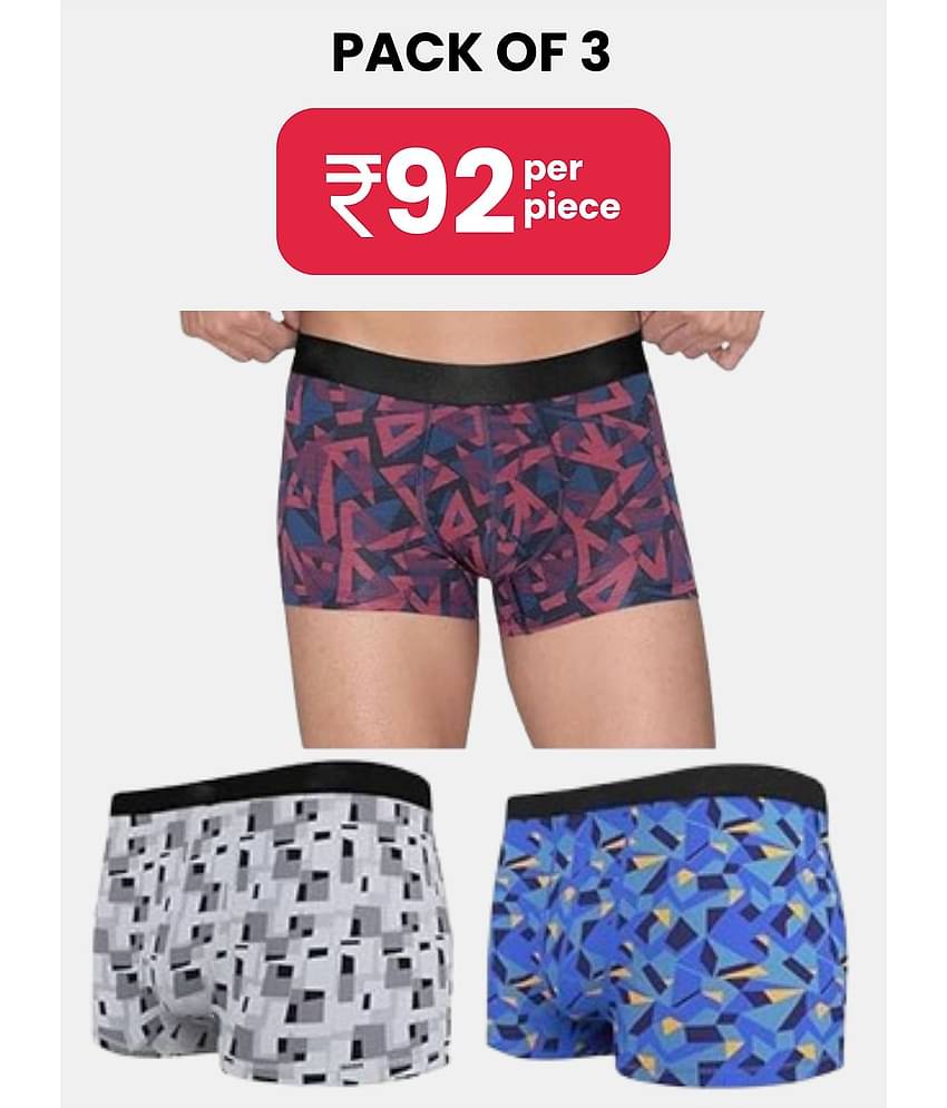 PARYAG HOSIERY Pack of 3 Cotton Blend Trunks For Men's ( Multicolor )