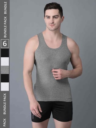 Men's Pack of 6 Solid Combed Cotton Vest