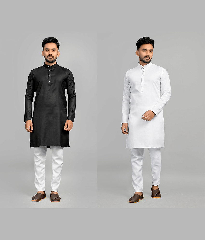 Fashionfricks Muticolor Cotton Blend Men's Regular Kurta ( Pack of 2 )